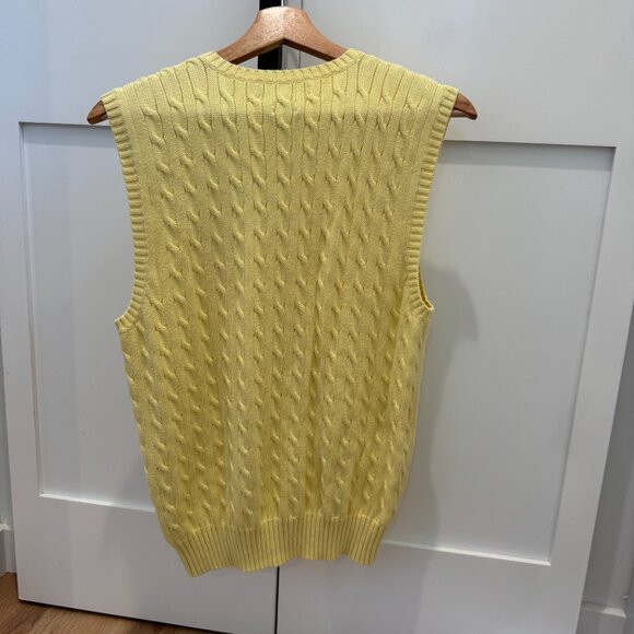 Ralph Lauren Polo Cable Knit Sweater Vest in Butter Yellow — Men’s Medium - Picture 4 of 7